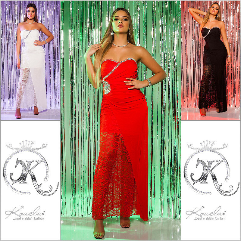 Koucla Mujer Vestido Maxi Largo Vestido de Noche Cóctel con Pedrería