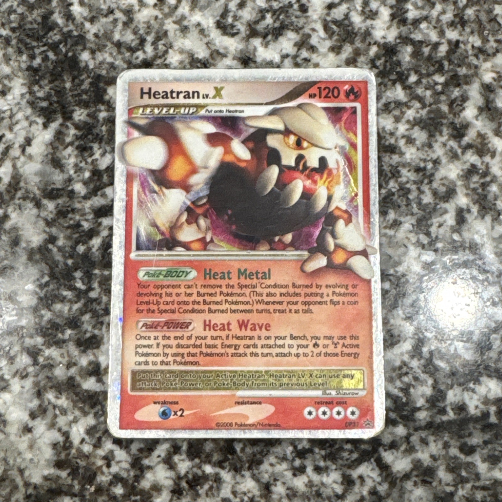 Pokémon Heatran LV.X DP31 Diamond & Pearl Promo Holo Level-Up Card Heavily Playd