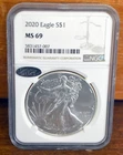 NGC 2020 American Silver Eagle Silver Dollar MS 69 (1 Oz) $1
