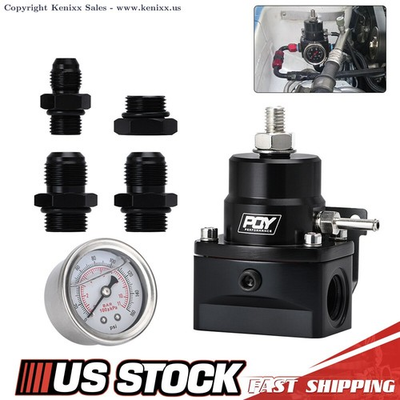 #ad #ad Adjustable High Pressure AN8 AN6 Fuel Inject Pressure Regulator With Gauge Boost $24.99