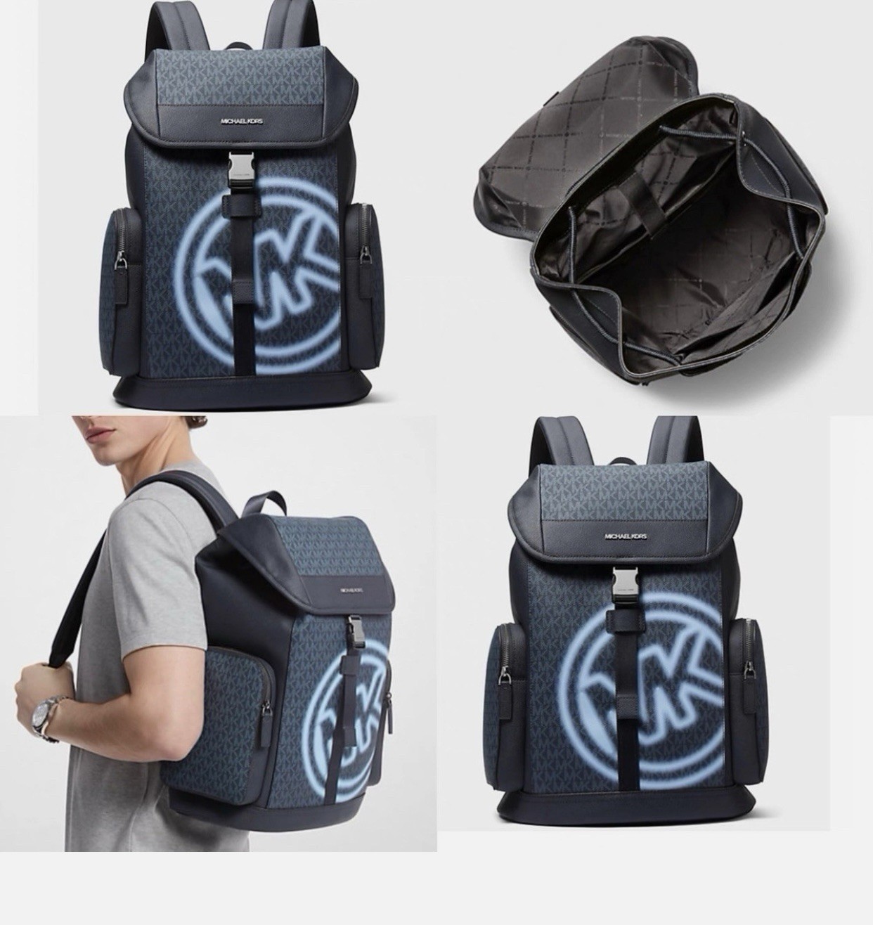 RRP £385 Michael Kors embellished Signature Logo Backpack image 5