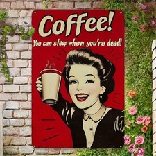 2D Flat Coffee Vintage Sign Metal Iron Sign for Coffee Bar Wall Decor 8x12inch