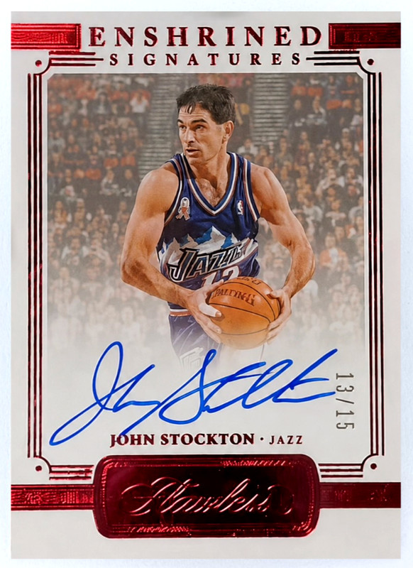 2020-21 Flawless JOHN STOCKTON #ENS-STO Enshrined Signatures AUTO Ruby #/15