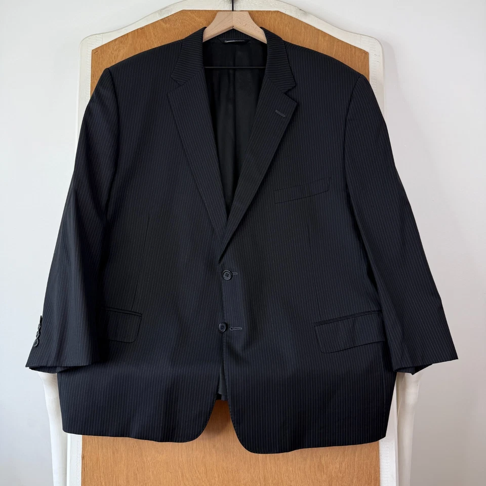 Samuelsohn Suit Mens 50S Gray Pinstripe 2 Button Super 100s Wool 44x26 Cuffed - Image 2 of 4