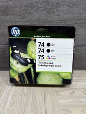 HP 74/ 74/75 Black/Tri-Color Tri Combo-pack Nib Sealed OEM