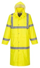 Portwest UH445 Men's Hi-Vis Waterproof Raincoat Reflective Long Rain Jacket ANSI