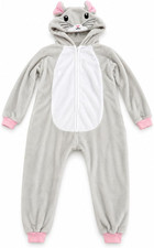 Unisex Animal Hooded Costume for Kids Boys Girls Flannel Halloween Jumpsuit Cosp