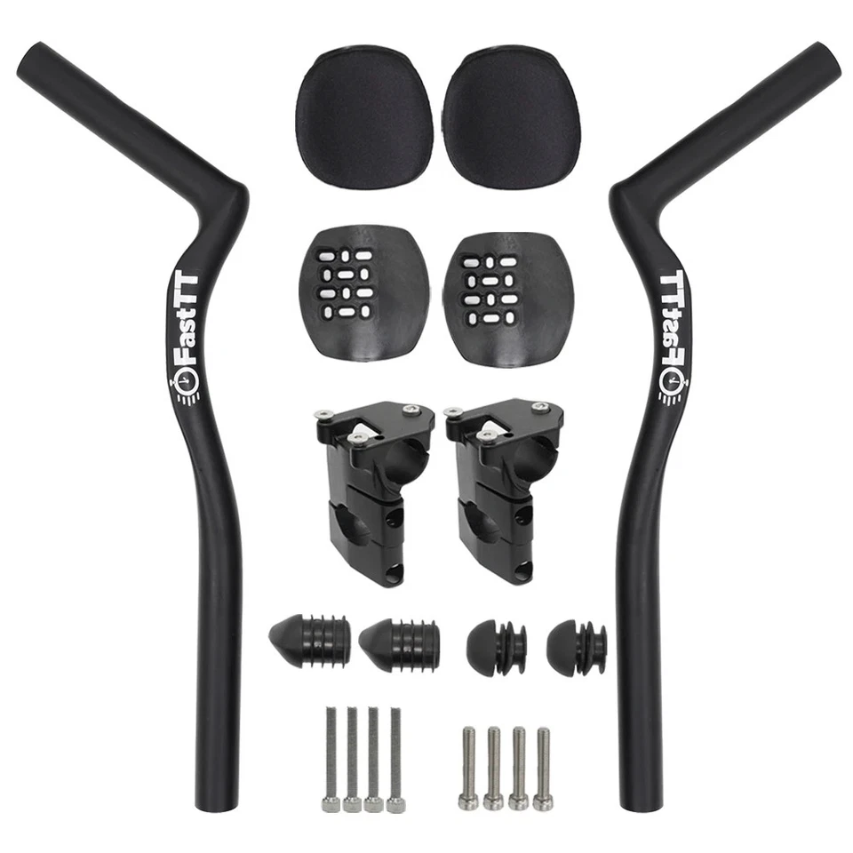 Manillar completo de fibra de carbono para bicicleta de carretera triatlón contrarreloj TT manillar 35°/55° Foto 2 de 4