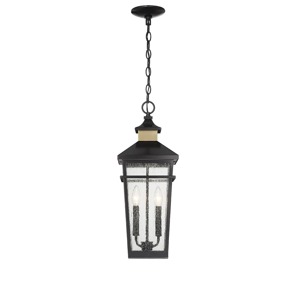 Savoy House 5-717 Kingsley 2 Light 9"W Mini Pendant - Matte Black / Warm Brass - Image 3 of 4