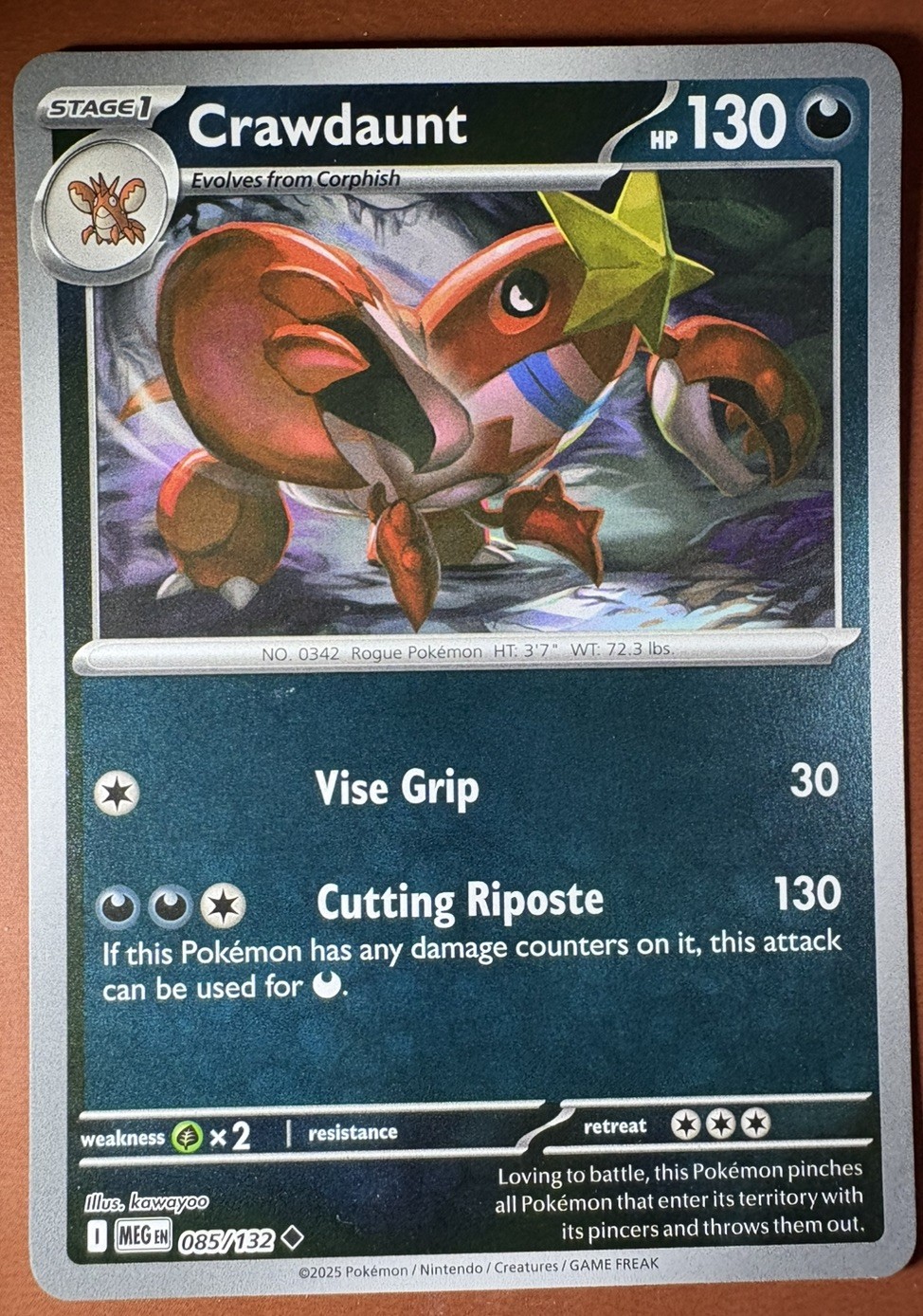 Crawdaunt 085/132 Me01: Mega Evolution Reverse Holo - Pokemon TCG NM