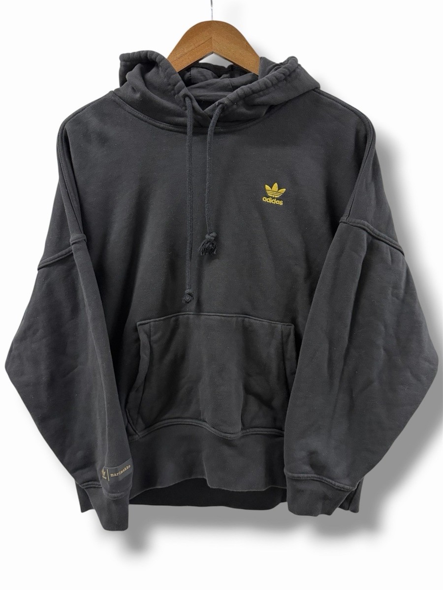 Adidas X Marimekko Hoodie Womens XL Oversized Black Gold Flower