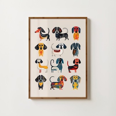 Dachshund Modern Art Print   Sausage Dog Wall Art, Doxie Gift Poster