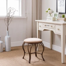 Kings Brand Furniture– Metal With Microfiber upholstery Vanity Stool, Gold/Brown