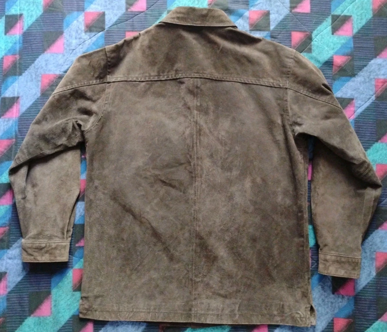 Solitude Leather Shirt Jacket Men's Medium Brown Suede Jacket Paisley Button Up - product detail image 2