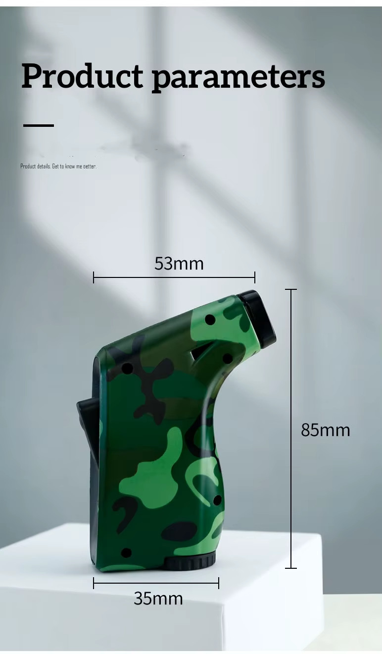 3.35" Jet Torch Lighter Windproof Refillable Butane Blue Flame w/ Safety Lock