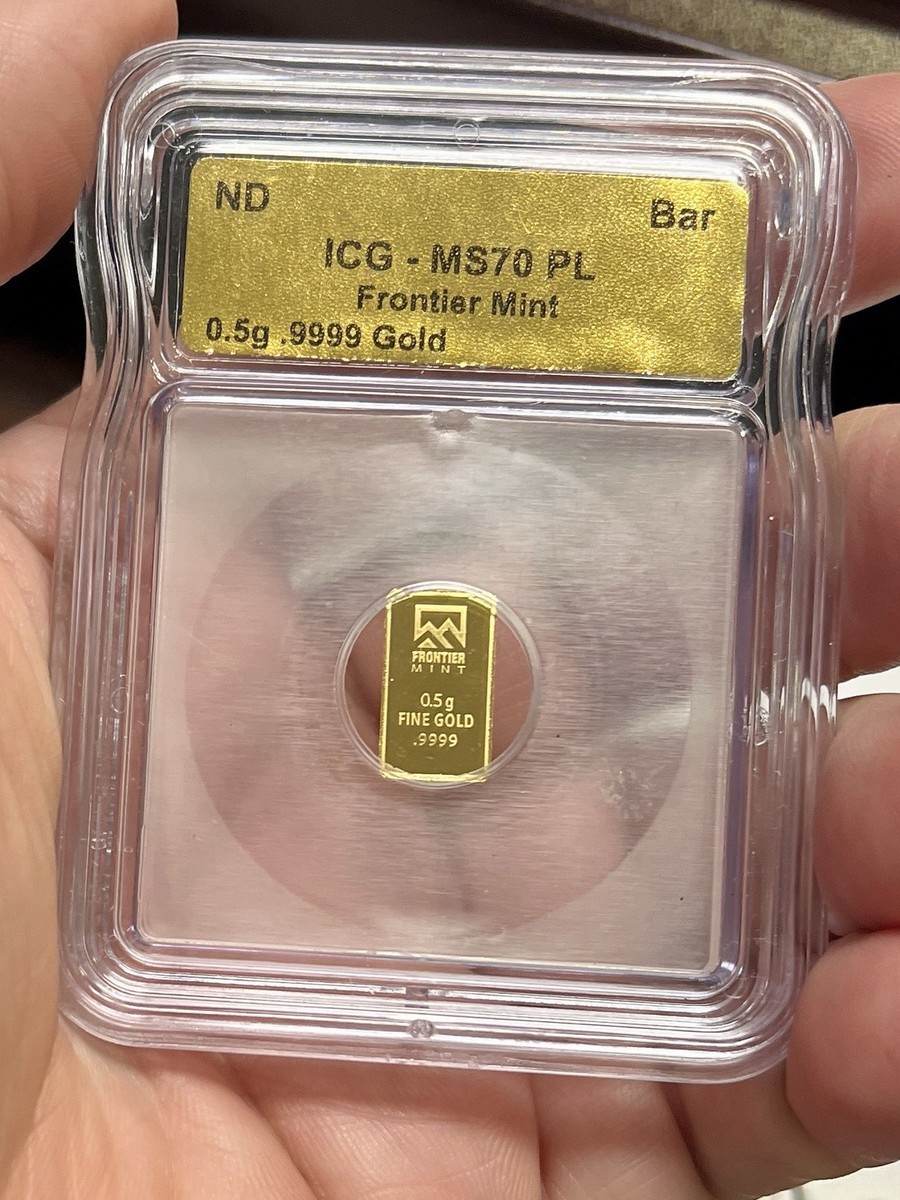 ICG MS70 PL 0.5g Bar Frontier Mint .9999 Fine 1/2 Gram Gold