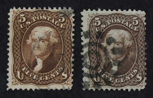 CKStamps: US Stamps Collection Scott#76 76A 5c Jefferson Used