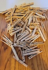 Lot of 101 Vintage Wooden Clothes Pins With Springs. EUC  D 