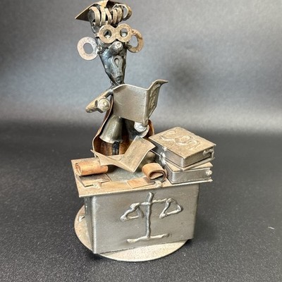 Happy Metal Nuts Bolts Steelman Art Figure Sculpture - Graduate, Graduation