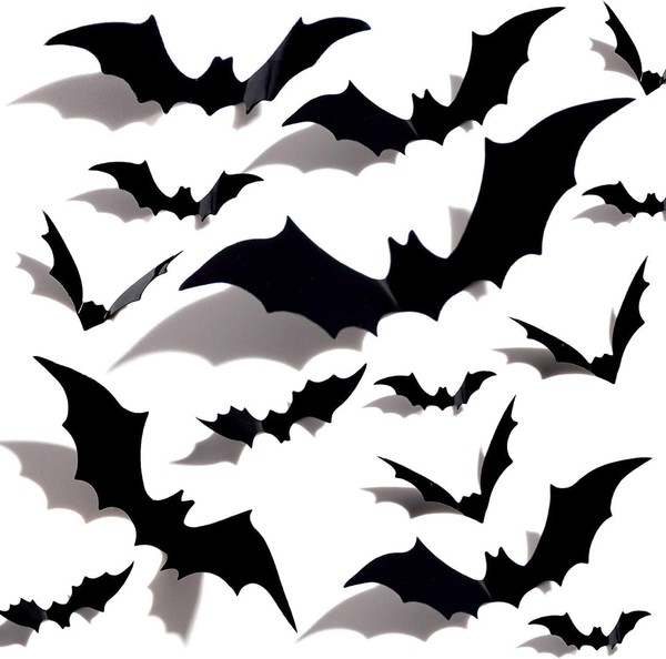 3D Halloween FledermäUse Aufkleber 60 StüCk Abnehmbar DIY Wanddeko Fensterdeko-image