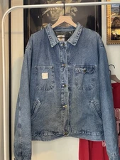 Vintage Carhartt JP1088 Detroit style Aztec lined Denim jacket L/XL