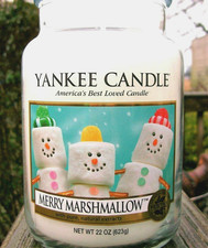 Yankee Candle Christmas "MERRY MARSHMALLOW" Festive Large 22 oz WHITE LABEL NEW