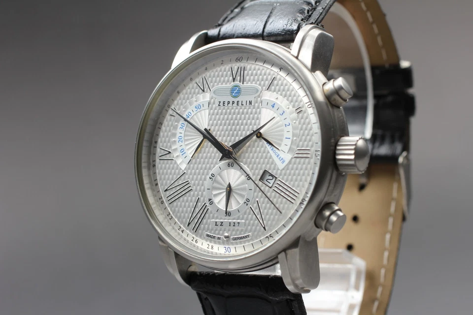 [N COMO NUEVO] Reloj Zeppelin LZ127 Graf Corazón Abierto Plateado Cuarzo Para Hombre de JAPÓN Foto 2 de 4