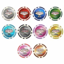 Las Vegas Poker Chips - SAMPLE PACK Set - 10 Denominations - 11.5 Gram NEW