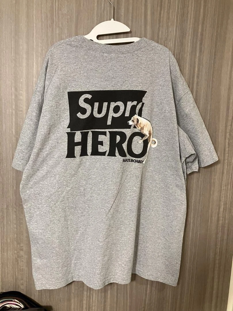 T shirt homme Supreme L anti héros gris taille poutres golf iconique streetwear rare occasion