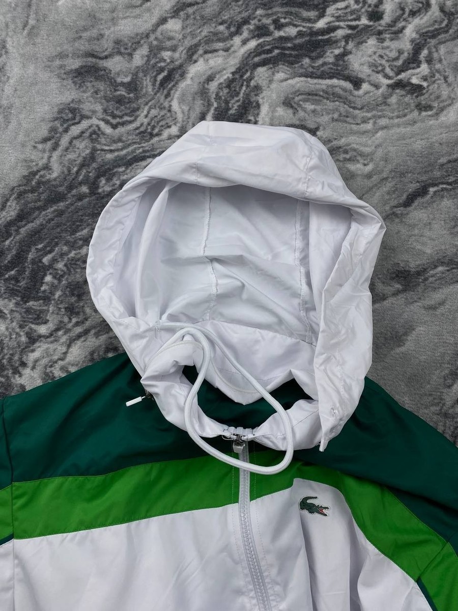 Lacoste Sport Striped Windbreaker Jacket Men Size XL White | eBay