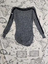 G by Guess Women’s Sweater Small Black White Knit Button Shoulder Pullover