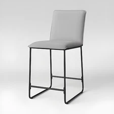 Upholstered Counter Height Barstool with Metal Frame Gray Fabric - Room