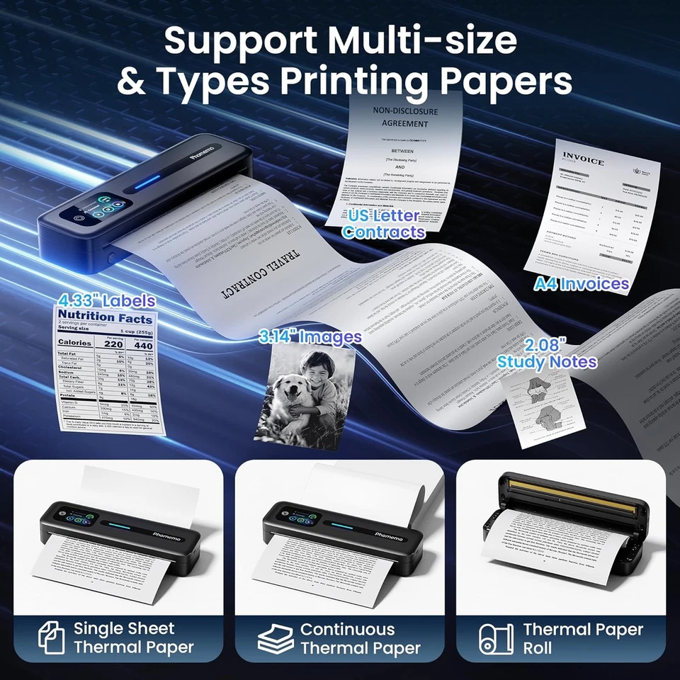 Phomemo M832D Thermal Printer Wireless Touchscreen Printer Inkless A4 Printer - Image 3 of 4