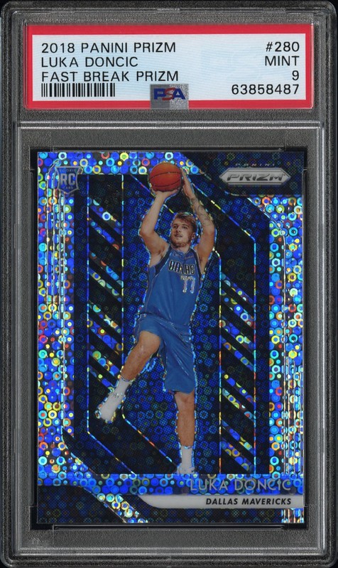 Luka Doncic Rookie Card 2018-19 Panini Prizm Fast Break Prizm #280 PSA 9