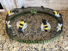 Vintage Oval Mesh Screen Dome Bumblebee Cover Flowers & Bumblebees BBQ Picnic