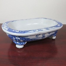 Blue and White Octopus Arabesque Bonsai Pot Japanese Miniature Tree Container