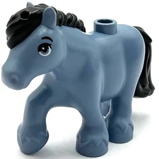 Lego New Sand Blue Horse Friends Style Pony Molded Black Mane and Tail