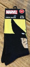 Marvel WOLVERINE Men  s CREW SOCKS Size 9-13 BLACK Stretch Polyester NWT
