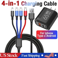 4 in 1 Multi USB Charging Cable Fast Charger Cord For iPhone/Type C/Micro USA+