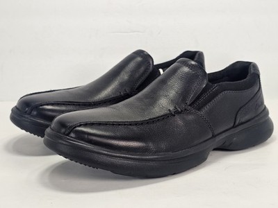 Clarks Mens Bradley Step Black Leather Shoes Size US 10 comfort casual slip on 