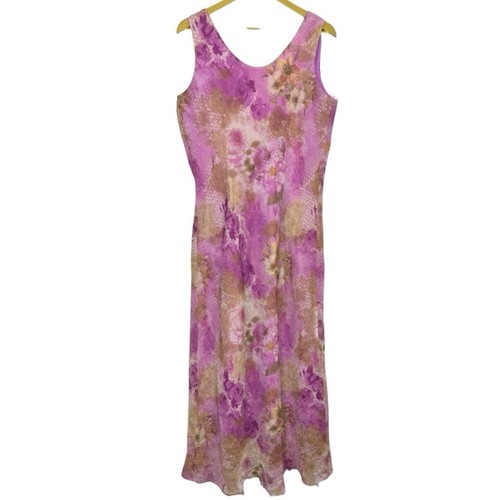 Vintage K Studio Floral Maxi Dress Size 16 Pink Tea Party Cottage Fairy Y2K Prom - Picture 5 of 9
