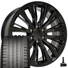Oe Wheels Ca93 22x9 Black Rims Touring Tires Tpms Set 6x139.7 28et Oe Wheels Ca93 22x9 Black Rims Touring Tires Tpms Set 6x139.7 28et