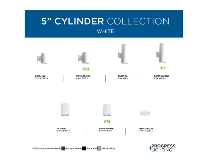 Progress Lighting Cylinder LED 5 inch White Outdoor Flush Mount Cyl P5774-30/30K - Image 3 of 4
