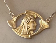 Cleopatra Necklace Vintage Brass Egyptian Revival Pendant