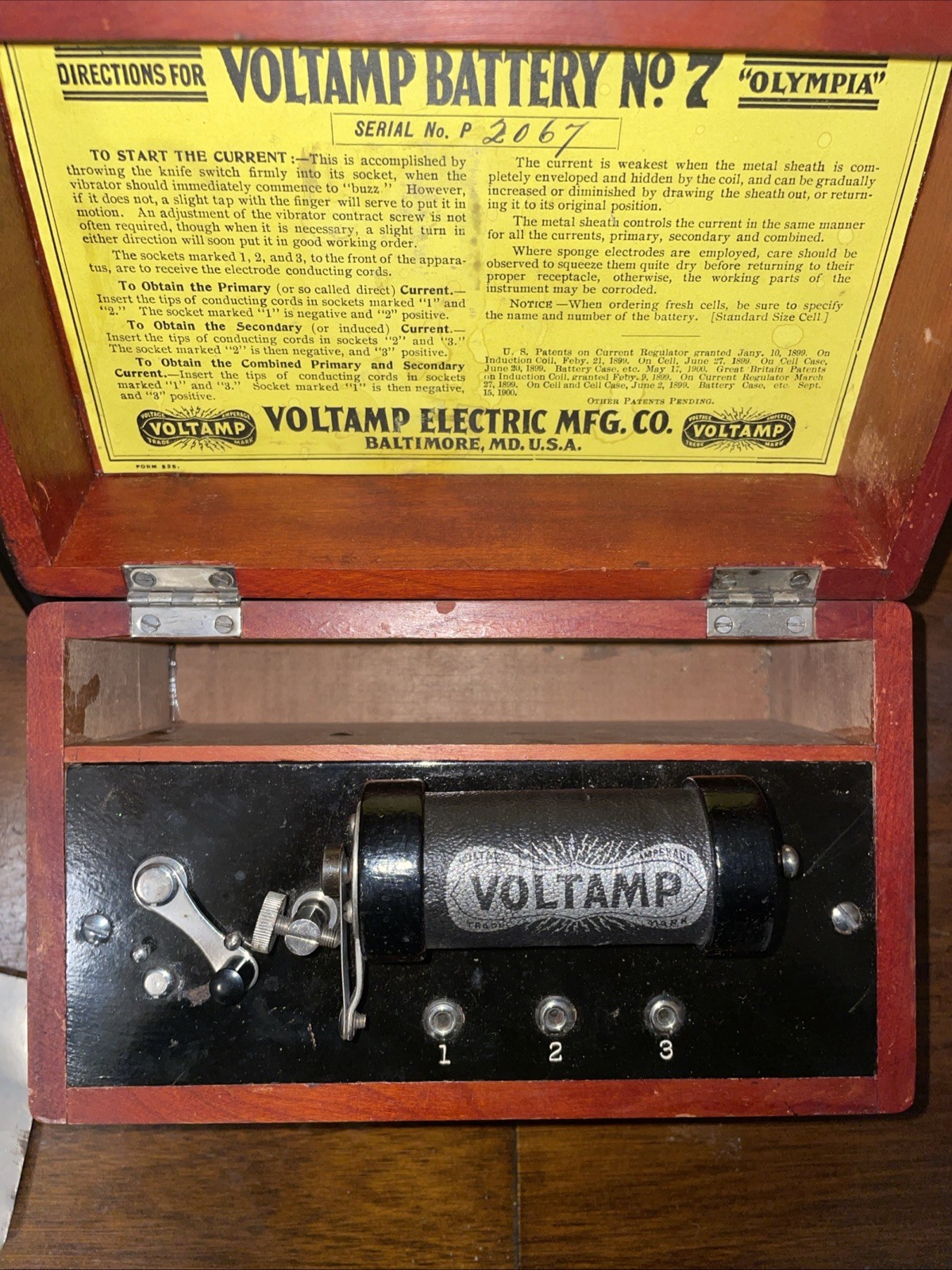 “Quack” Medical Device No. 7 Olympia. Administers Mild Electro Stimulation.