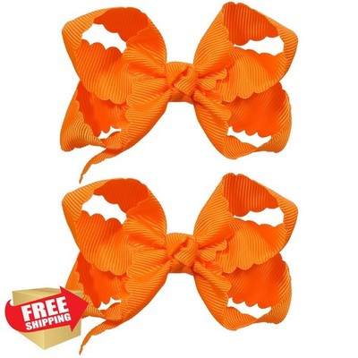 Miroksh Orange Grosgrain Hair Bows Pair