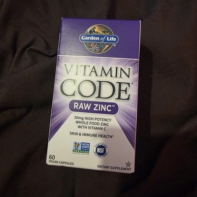 Garden of Life 102007 Vitamin Code Raw Zinc Whole Food Supplement 60 Capsules