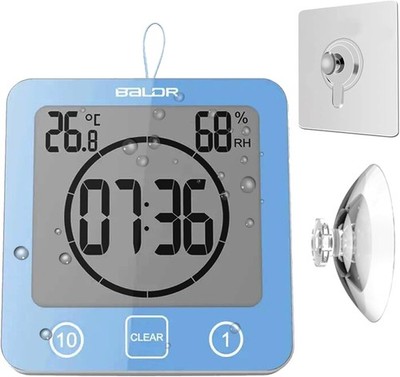Digitale wasserdichte Badezimmer hängende Wanduhr mit Dusche Countdown Timer blau