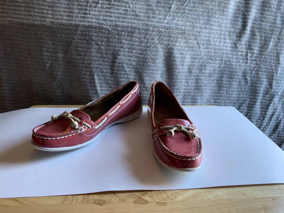 Women's Sebago Felucca Lace Loafer Size 8 Salmon Leather - Image 2 of 4