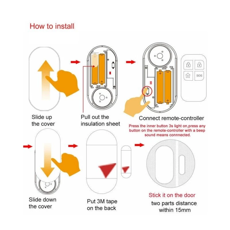 Wireless Anti-Theft 130dB Alarm Door Window Magnetic Sensor w/Remote Control - Picture 13 of 15